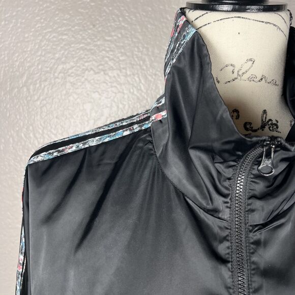 RARE Adidas Originals Sz 8/UK12 Windbreaker Long Sleeve 1/2 Zip 3-Stripes Black - Picture 4 of 12